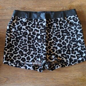 2 for $20 Forever 21 Leopard Print Shorts w/Faux Leather Trim